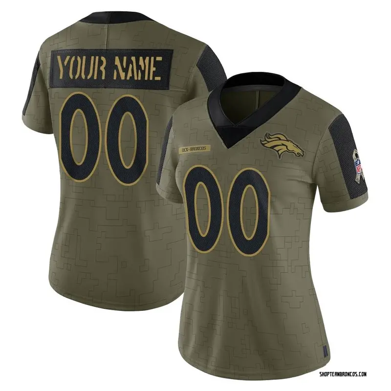 Nike Custom Denver Broncos Limited Olive 2021 Salute To Service Jersey ...